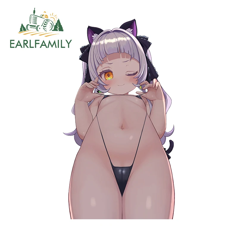 

EARLFAMILY 13cm X 7.3cm Anime Loli Sexy NSFW Car Stickers Scratch Proof Waterproof Skateboard Motorcycle Decal Racing Decor