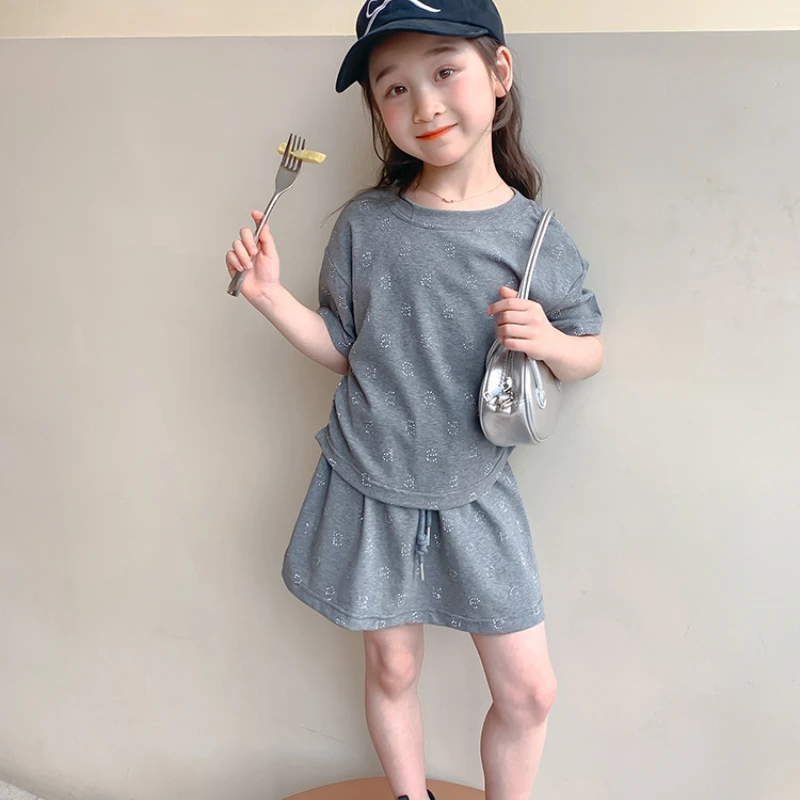 

Girls' Suit Skirt Summer Clothing 2024 New Internet Celebrity Fashionable Two Pieces Thin Leisure Korean Style Trendy