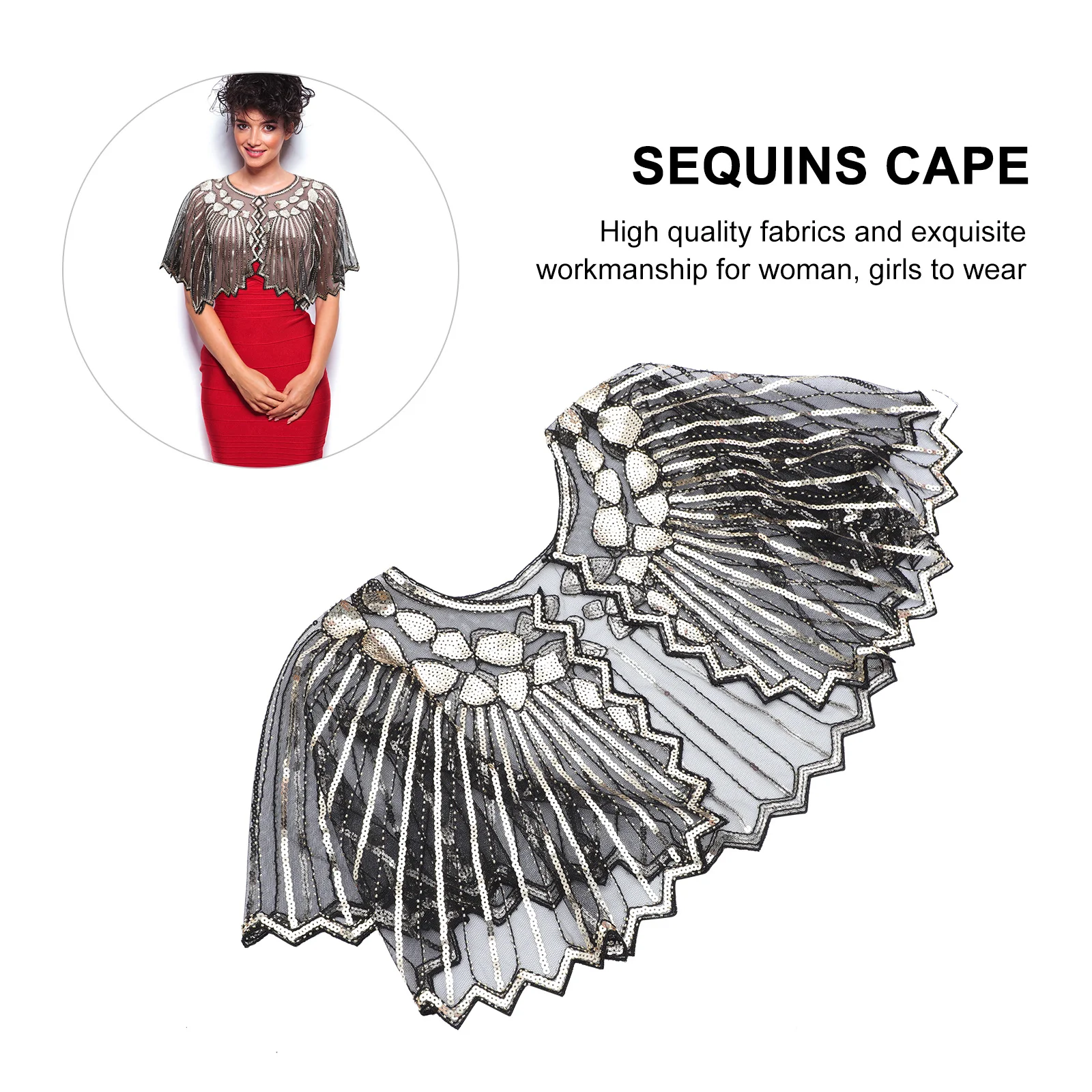 

Накидка с блестками, материал высокого качества, прочный элегантный вечерний плащ, маскарадный костюм, модная шаль