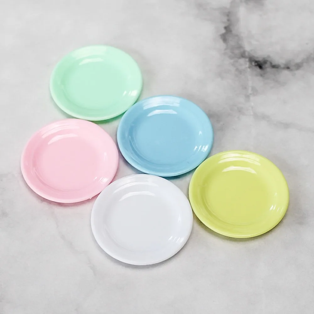 5Pcs Miniatures Plastic Mini Food Plates Kitchen Toy Durable Simulation Dining Plate Plastic Tableware