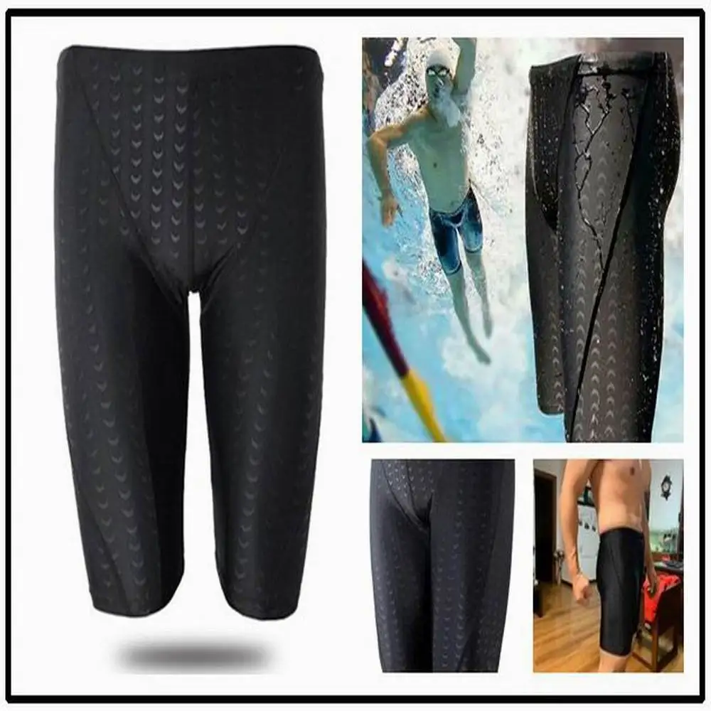 Men Shark Skin Water Repellent Professional Competitive Swimming Trunks Brand Soild Jammer Swimsuit Pant Racing Briefs