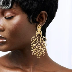 Earrings For Women Large Size Drop Earring Plant Leaf 18k Gold Plated Fashion Jewelry Wedding Party Accessories Gift 2023 Trendy