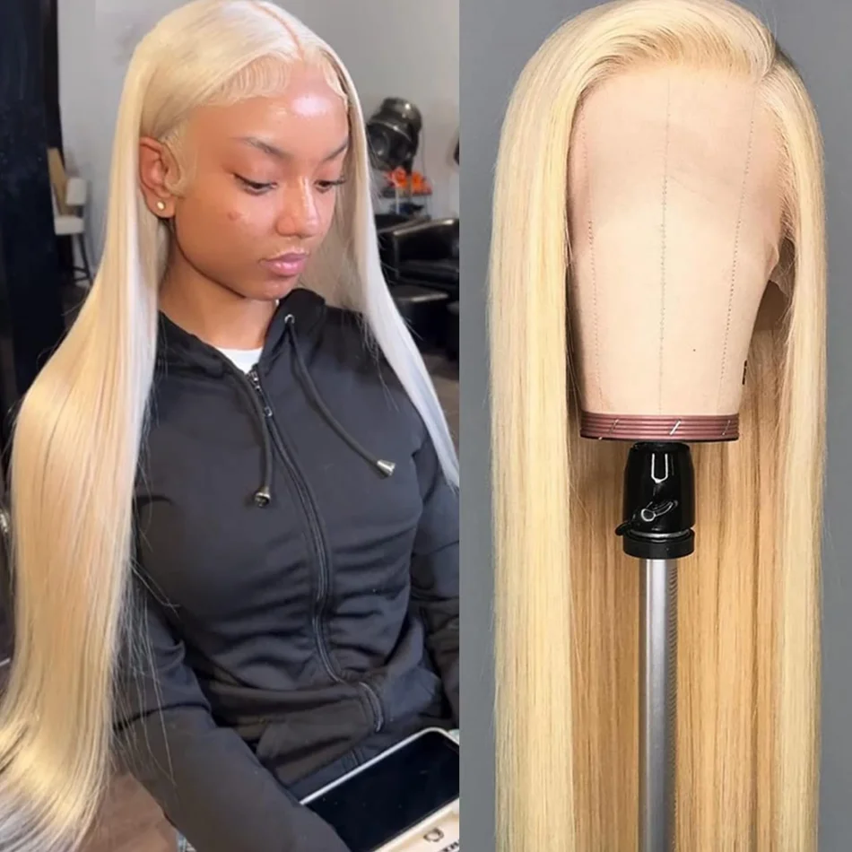 613 باروكة من شعر طبيعي 13X6 Hd باروكة أمامية من الدانتيل شقراء مستقيمة باروكة أمامية من الدانتيل 250 كثافة 40 بوصة باروكات برازيلية ملونة منزوعة مسبقًا #2