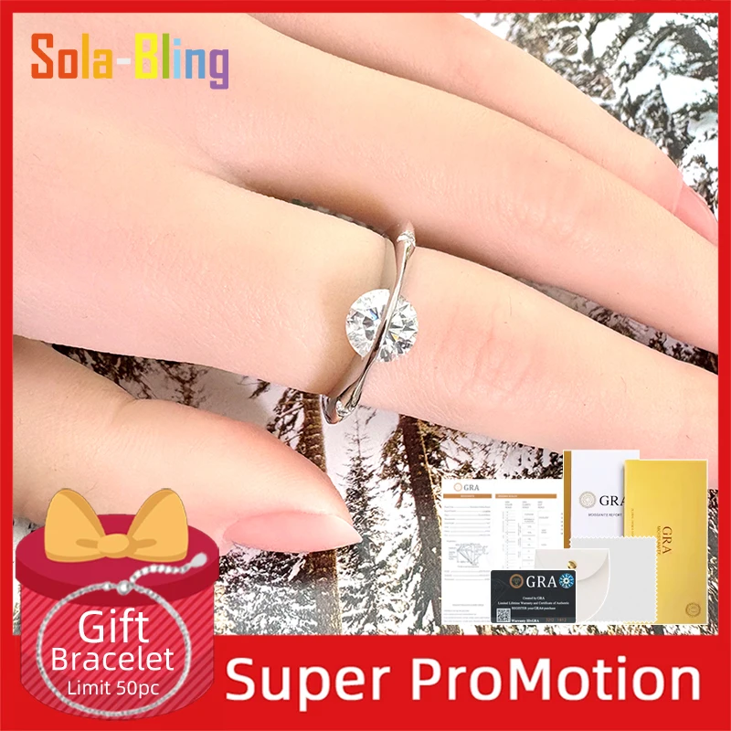 

Sola-Bling 1ct Moissanite Ring 100% Pass Diamond Tester Pen Rotating Universe Star 925 Sterling Silver Rings for Women Jewelry