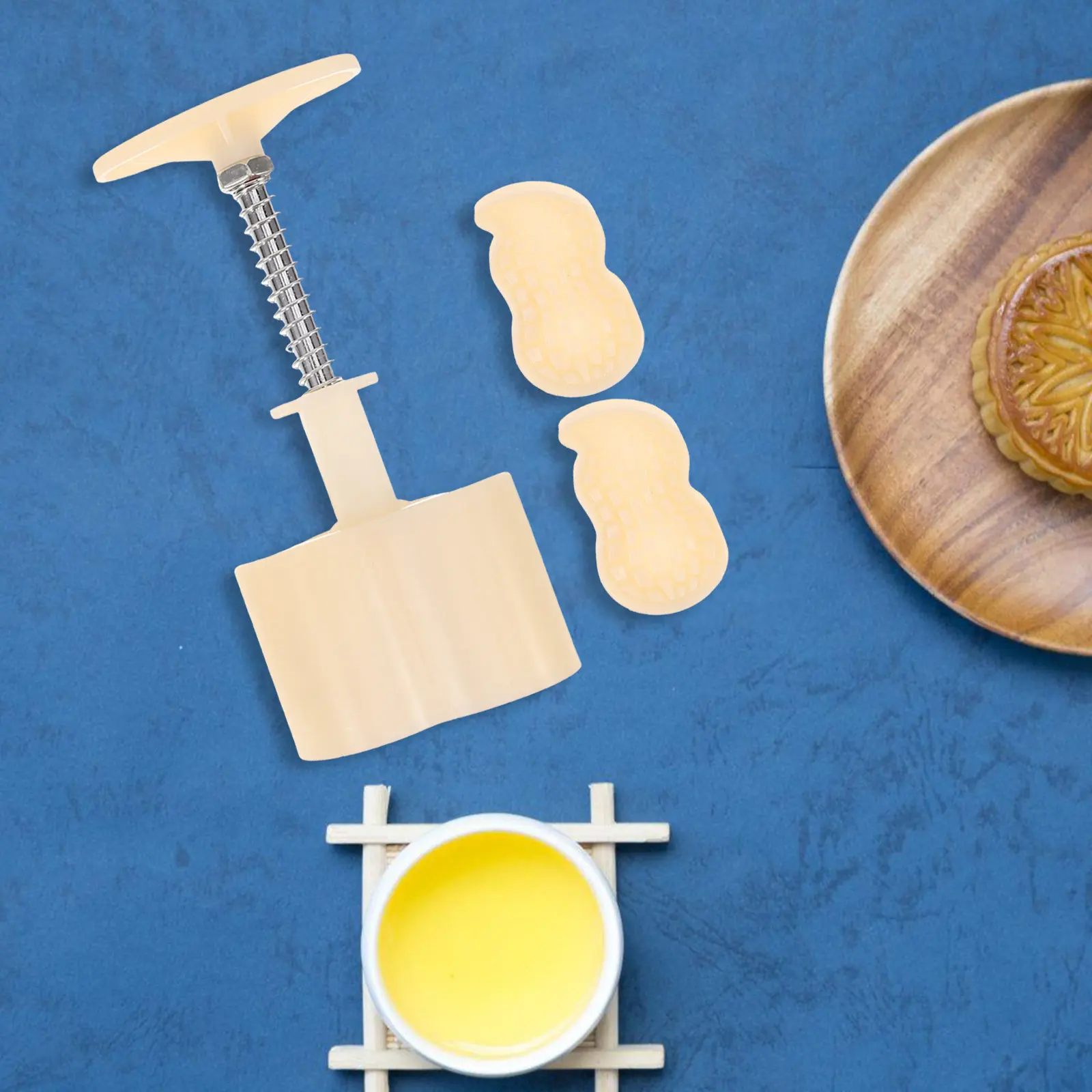 1 Juego de Moldes para Pastel de Luna con Forma de Cacahuete, Herramienta Creativa de Estilo Chino para Prensar y Hornear, para DIY de Pasteles de Luna y Moldes de Galletas