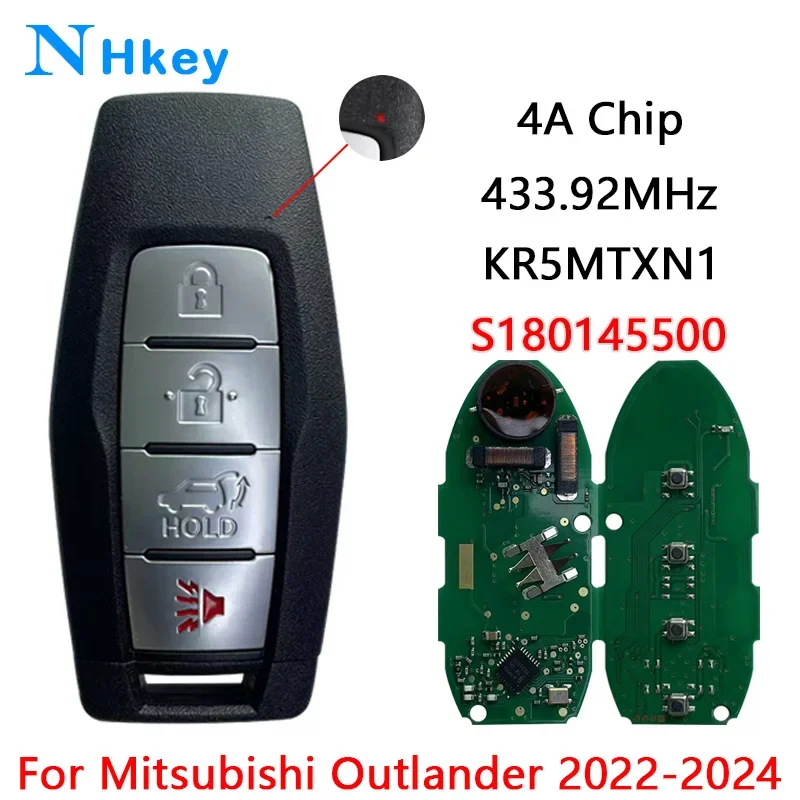 

NHkey KR5MTXN1 S180145500 For Mitsubishi Outlander 2022 2023 2024 433MHz 4A Chip Smart Remote Car Key Fob 4 Buttons 8637C254