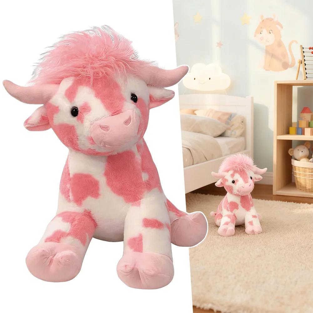 

Милая розовая плюшевая игрушка Highland-Cow, тряпичная кукла для подруги, детские игрушки, подарки, плюшевые игрушки, подушка, мягкие куклы, домашний декор