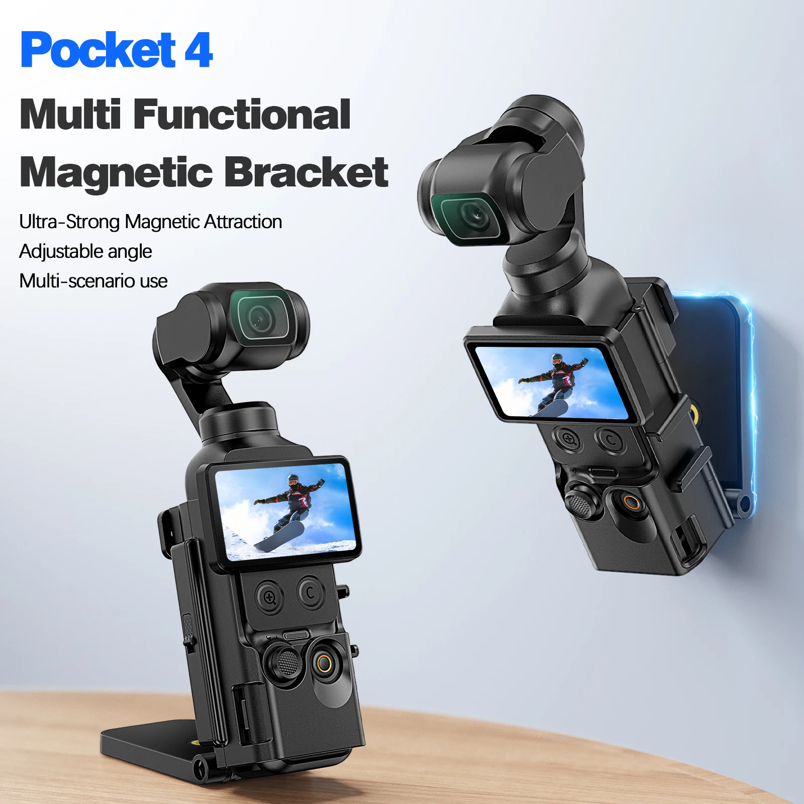 Magnetische Halterung Kompatibel mit DJI Osmo Pocket 4 Zubehör Klemm-Magnethalter für Desktop/Vertikal Verstellbar – Detail 1