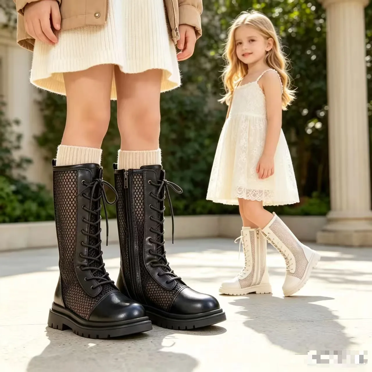 Girls Summer Mesh Hollow-out Roman Sandals Baby Cool Breathable Slip-resistant Tall Boots Children Kids Soft Sole Casual Boots