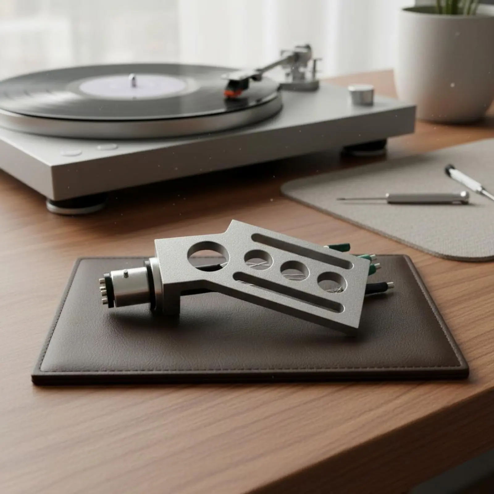 

Turntable Cartridge Headshell Mount High-Fidelity Turntable Headshell Cartridge Holder Easy to Adjust Stylus Mount Pure Silver