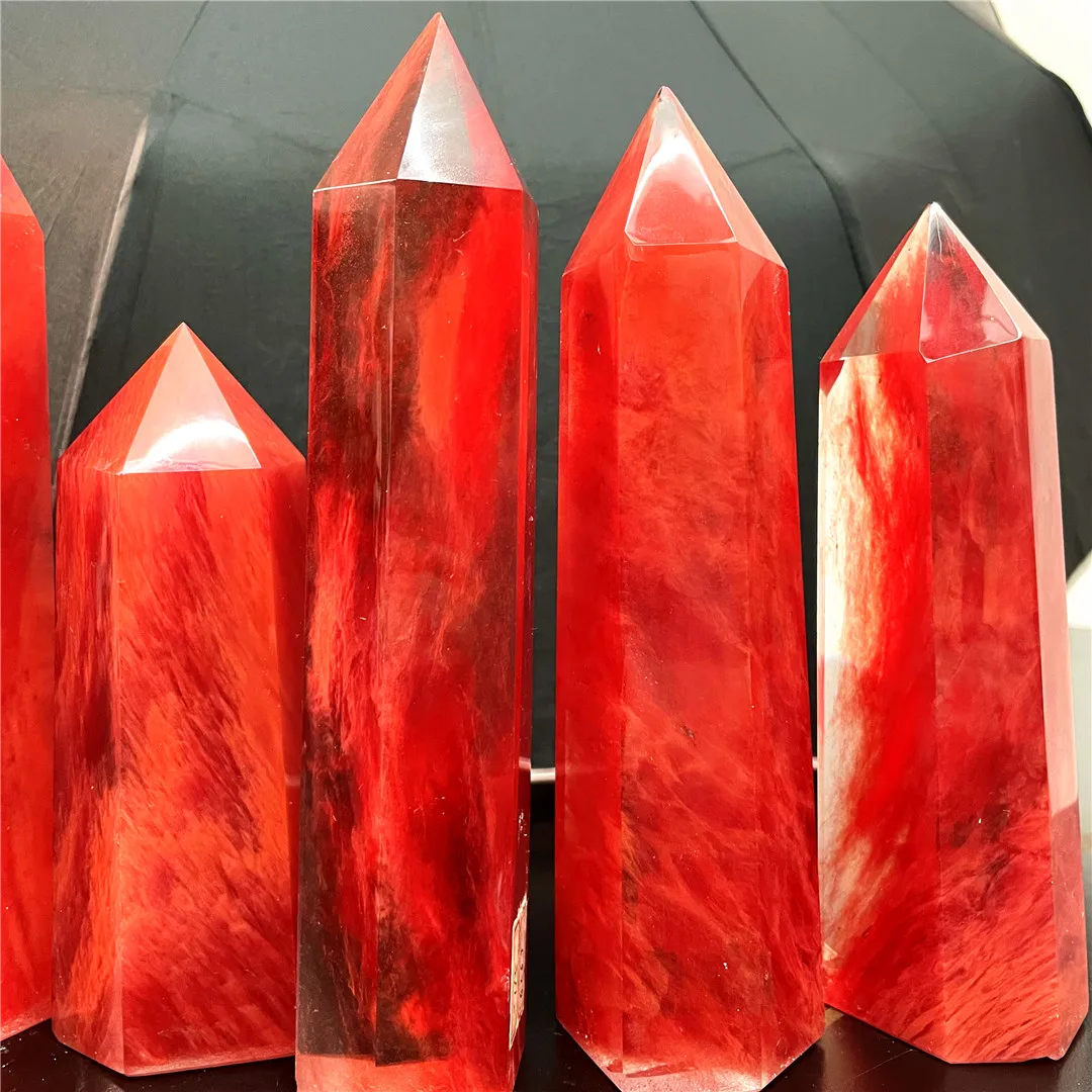 15-22cm 550-650g Red Melting Crystal Stones Energy Protecting Wand Point Reiki Decor Feng Shui Big Towers Aesthetic Ornaments