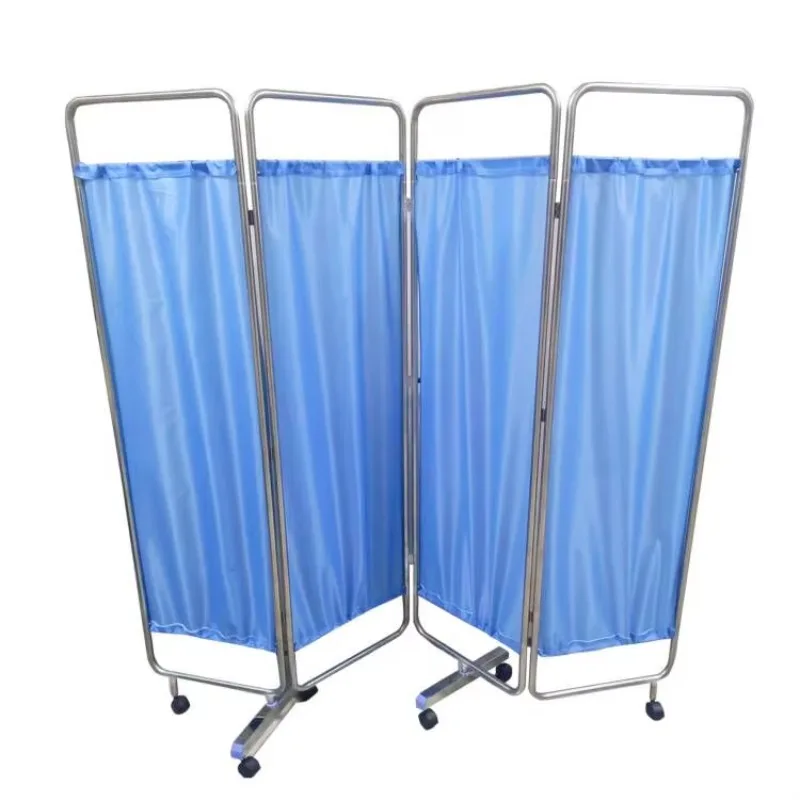 مستشفى الطبية رخيصة الثمن 201 الفولاذ المقاوم للصدأ طوي المنقولة 2 3 4 5 شاشة مقسم قابلة للطي مع عجلات #1