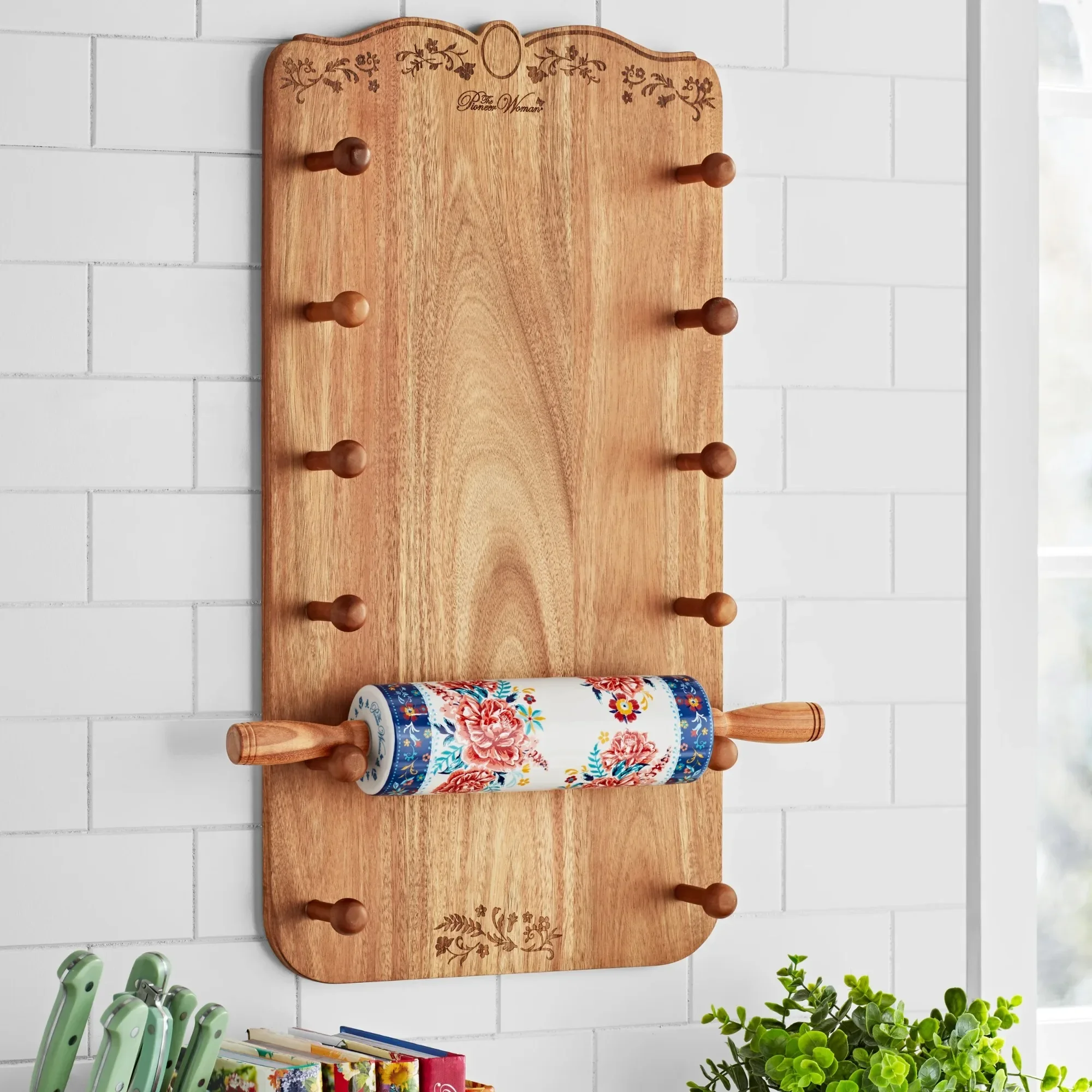 

26-Inch Ceramic French Rolling Pin Dough Roller with Holder