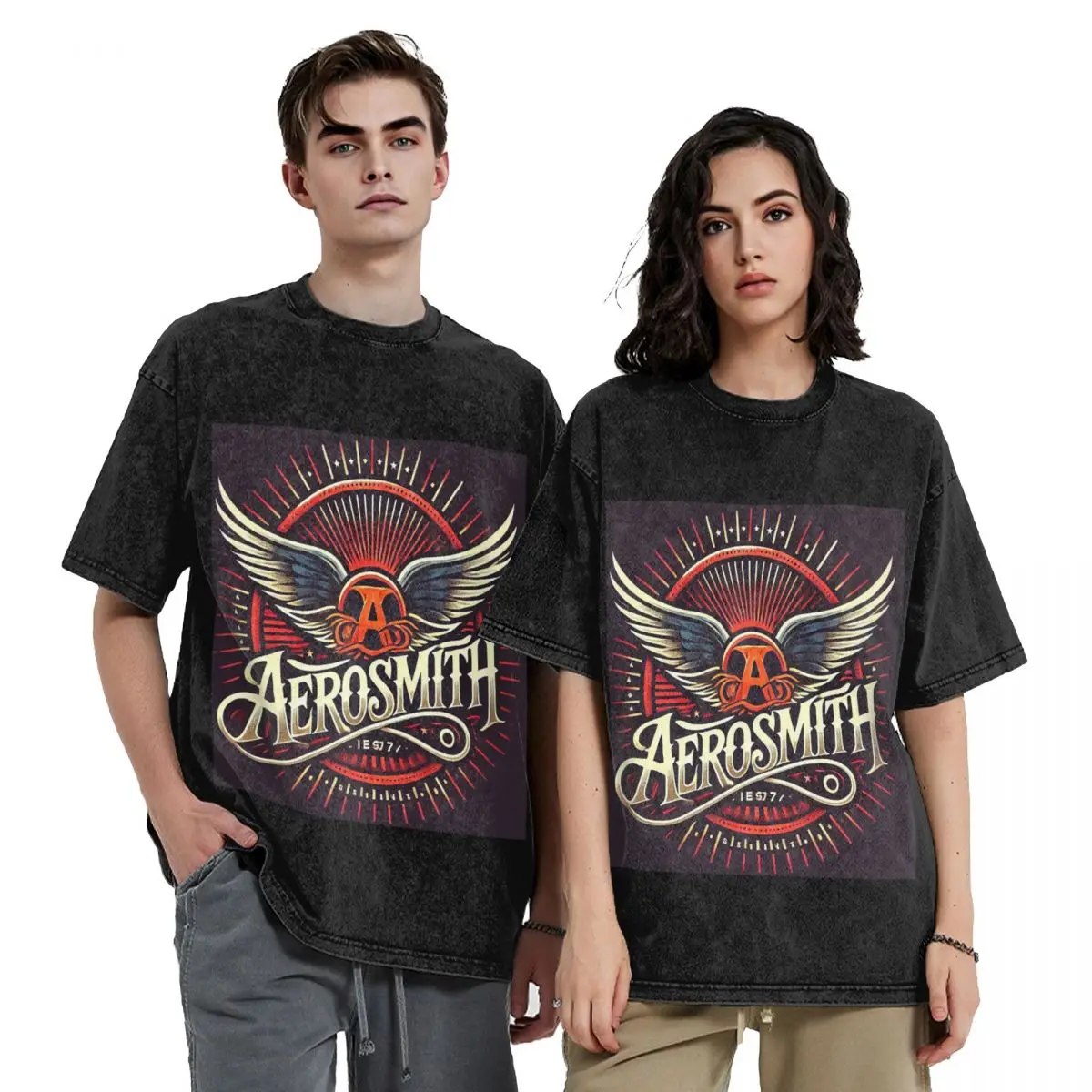 Camisetas de manga corta estilo hip hop de la banda Rock Aerosmith, camisetas lavadas, camisetas urbanas, camiseta extragrande para hombre y mujer