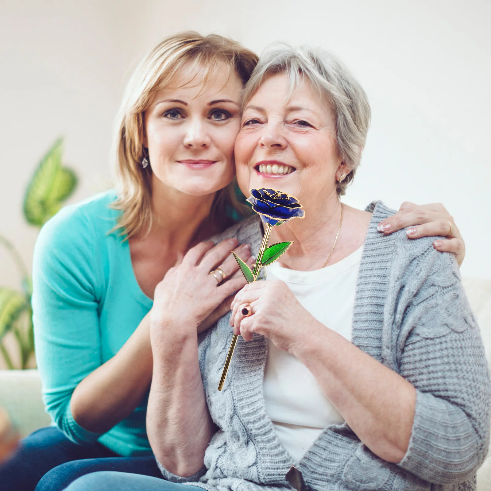 

Lacquered 24K Gold Rose Plated Real Dark Blue Flower Birthday Valentine's Day Anniversary Gift with Souvenir Bag