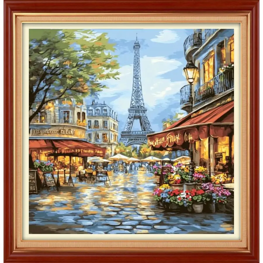 

Stamped Cross Stitch Kits,11CT Printed Cross Stitch Pattern Full Embroidery Kits for Beginner Needlepoint KitsampEiffel Tower St