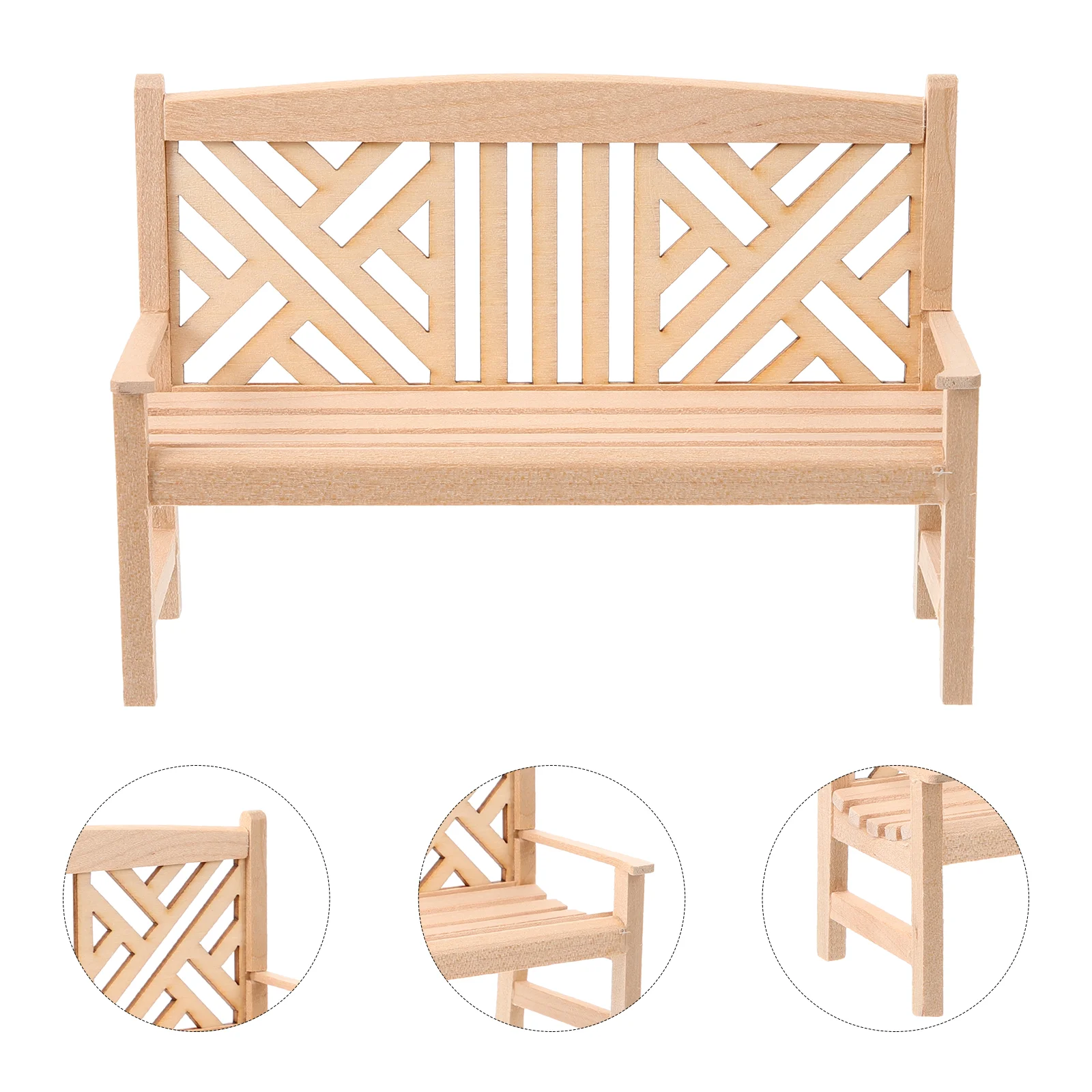 

Pool Mini House Adornment Furniture Miniature Bench Beige Model Small Wooden Benches Baby