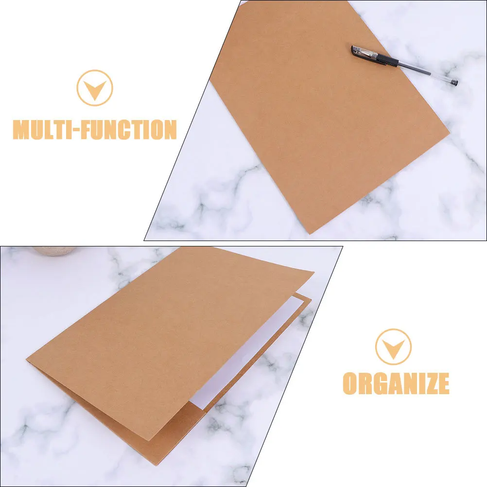 

5Pcs Single Pocket Kraft Paper File Folder Office School Document Organizer Files Storage Folder Book Binding File Folders