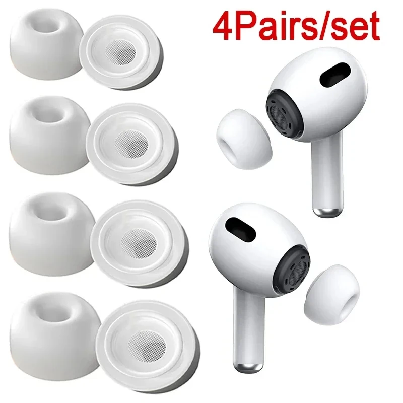 4 Pairs Silicone Replacement Ear Tips Compatible For Apples Air Pods Pro 1 2 Reducing Noise In-Ear Eartips Accessories XS/S/M/L