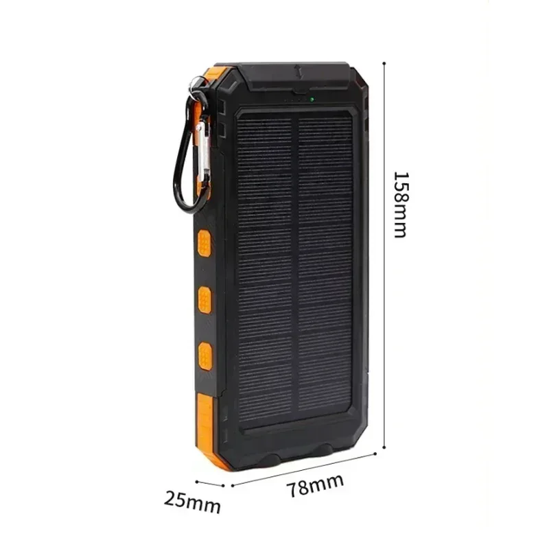 Solar Power Bank 20000mAh Outdoor Wild Fishing Camping Ultra-Large Capacity Mobile Power Portable with Compass Rapid Charging