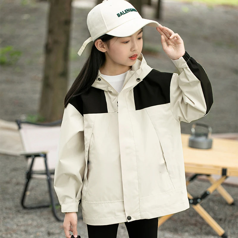 

Ветрозащитная куртка с капюшоном для подростков — всесезонное пальто для походов и активного отдыха с регулируемой кепкой, карманами на молнии и полиэстеровой подкладкой