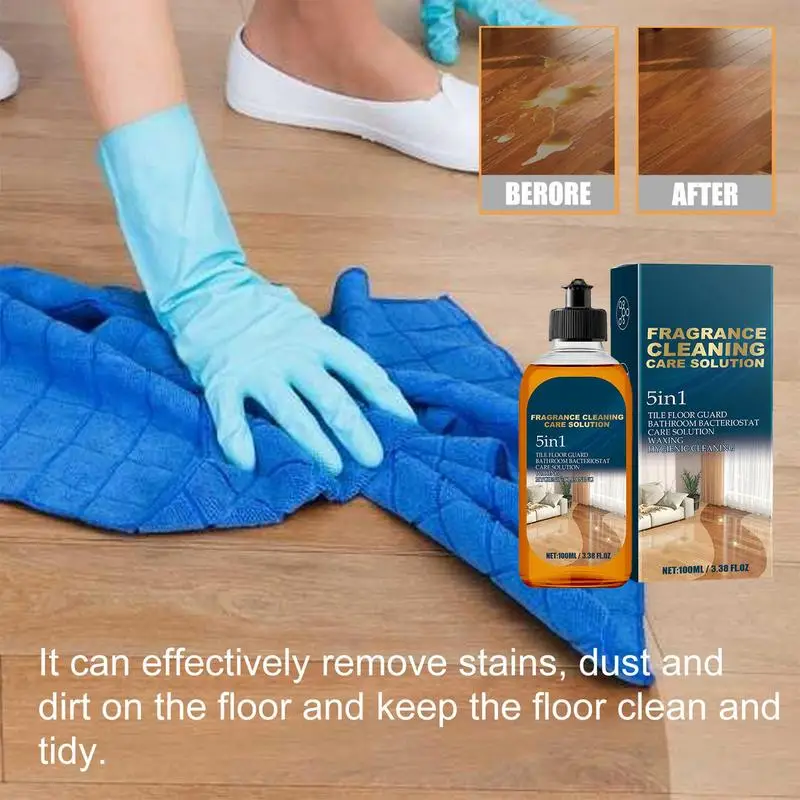 Hardwood Floor Cleaner Fragrance Cleaner Solution Floor Waxing Cleaner Tile Floor Guard Floor Cleaning Waxing Brighten 100ml