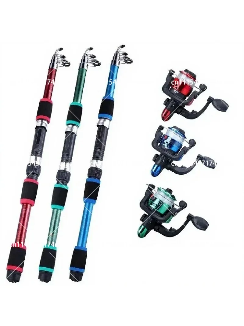 Complete Fishing Rod Kit Telescopic Rod Spinning Reel Bait Hook Set Portable Travel Fishing Gear