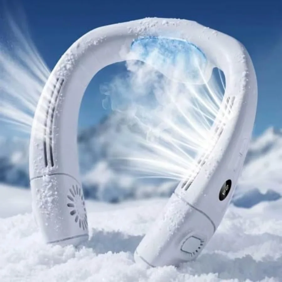 Neck Air Conditioner Fans That Blow Cold Air, 6000 mAh Battery Operated Wearable Cooling Device Fan, Bladeless, Rechargeable Fa