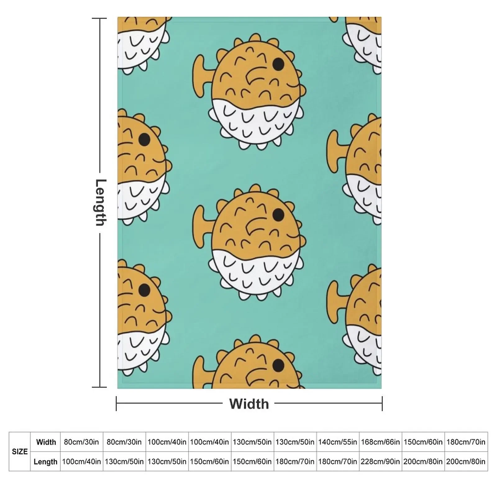 Cute Kawaii Pufferfish Throw Blanket Sleeping Bag Plaid Blankets