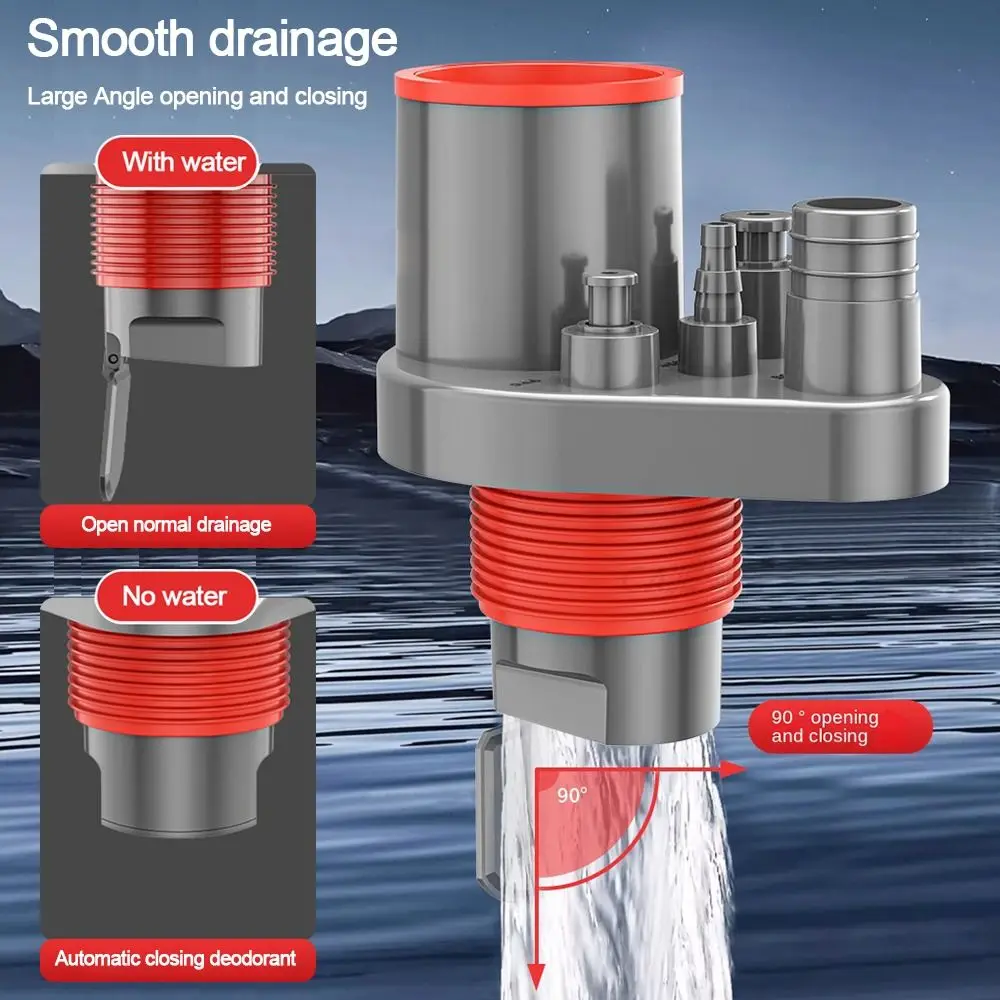 Anti odor Sink Drain Pipe Adapter 5 in 1 Multifunctional Dishwasher Water Pipe Connector Universal Sealing Ring