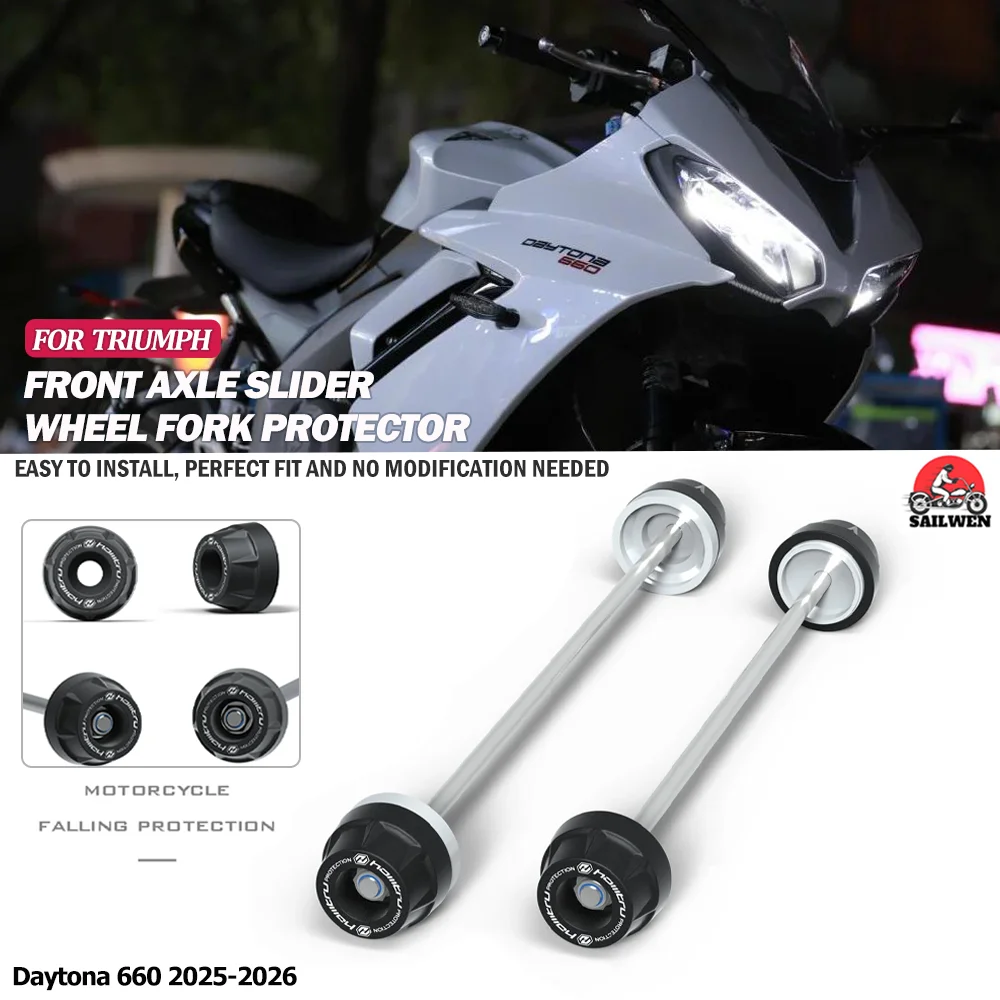 For Triumph 660 Daytona 660 2025-2026 Front Rear wheel Spindle Crash Protection