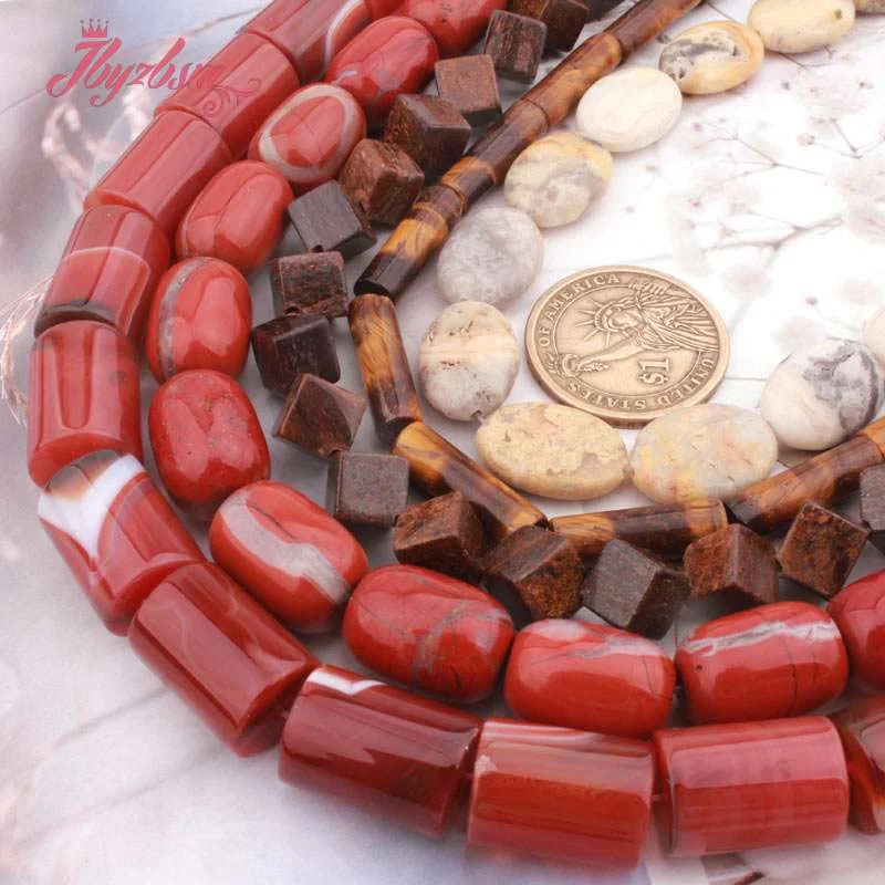 Natural Coin Oval Square Column Rondelle Beads Loose Natural Stone Beads For DIY Women Necklace Bracelet Jewelry Making Str 15\