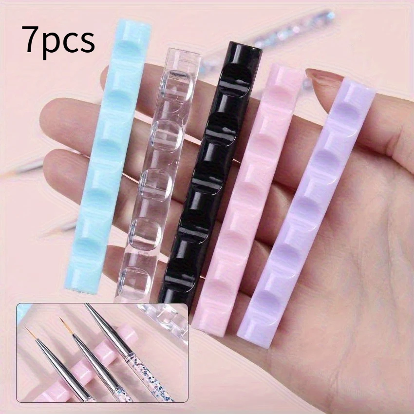 [5-slot Acrylic Pen Rest Holder] 7pcs 5-slot Acrylic Pen Rest, Nail Brush Rack, Painting