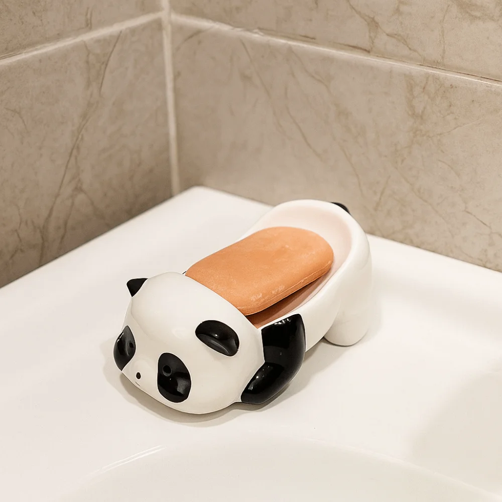 

Desktop Ornament Cartoon Panda Soap Box Cute Ceramic Soap Holder Household Soap Dish Toilet