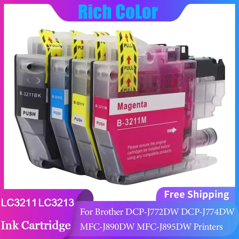 4Color Compatible for LC3211 LC3213 Ink Cartridge For Brother DCP-J772DW DCP-J774DW MFC-J890DW MFC-J895DW Printers LC3211 lc3213