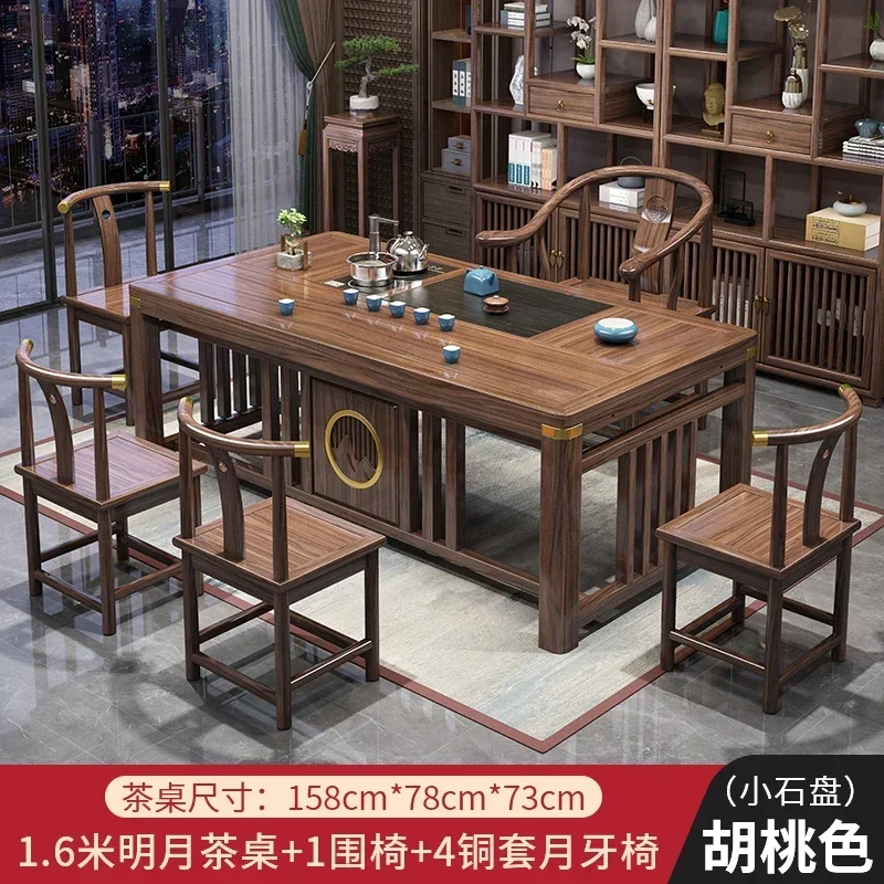 CJ-8  solid wood tea table and chair combination one table five chairs coffee table tea set household kung fu tea