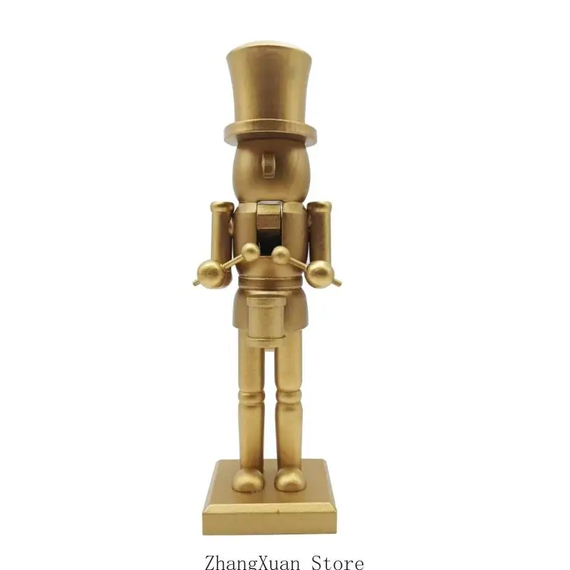 Weihnachts-Nussknacker-Soldaten-Figur, Dekoration aus goldfarbenem Kiefernholz, freistehende Dekoration für Kaminsims, und – Detail 2