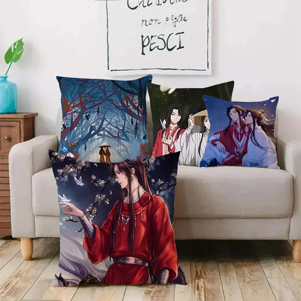 Heaven Official’s Blessing Pillow Covers Cartoon Sofa Decorative Home Double-sided Printing Short Plush Cute Cushion Cover