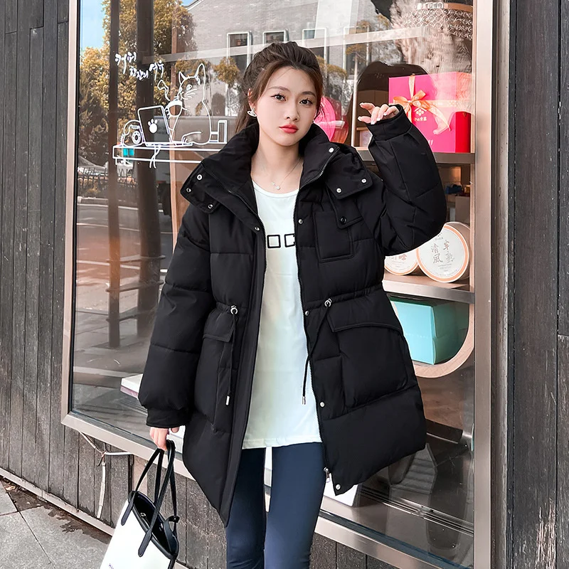 2023New Winter Women's Hooded Warm Down Cotton Coats Loose Women Jacket Long Solid Parkas Korean Loose Female Outerwear Overcoat