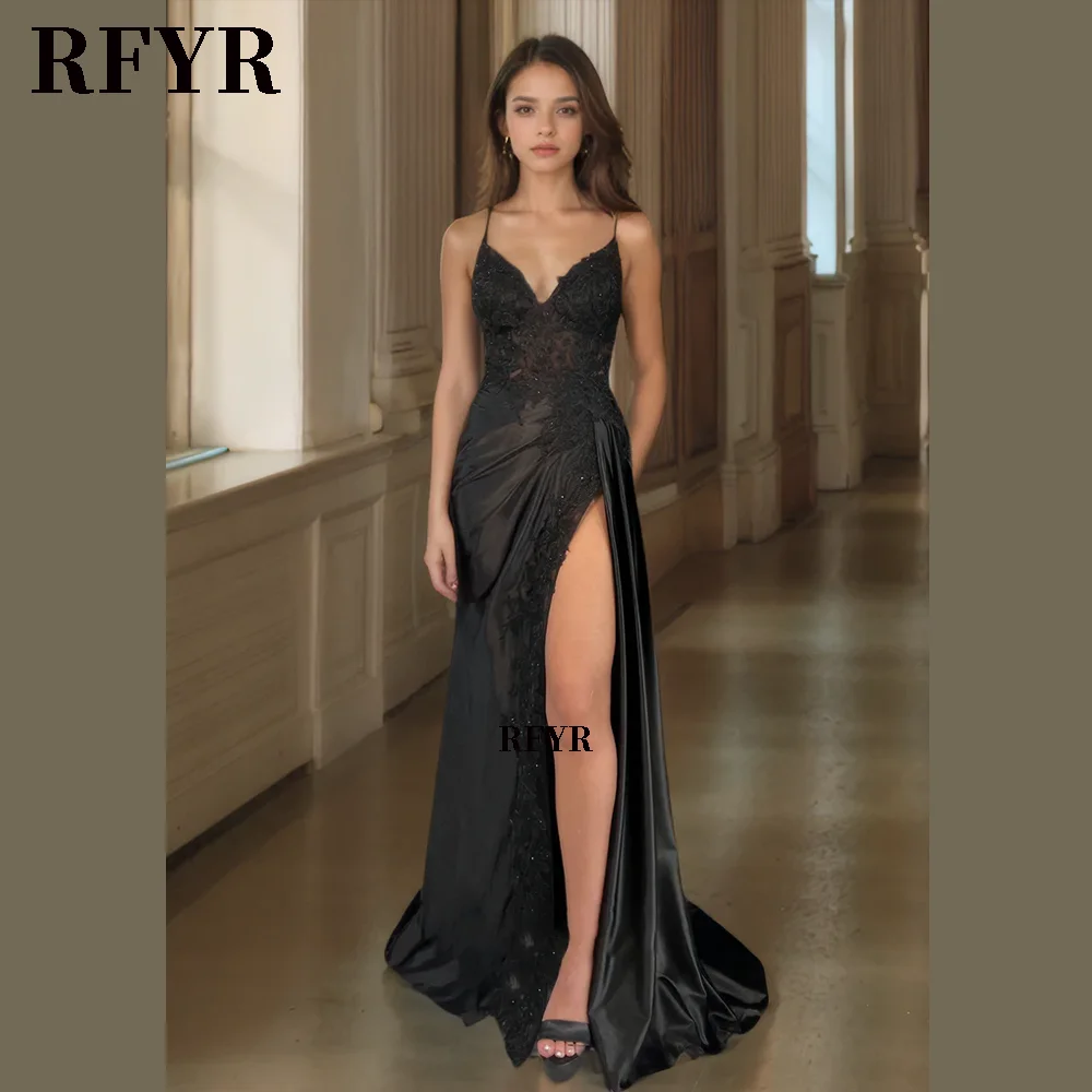 

RFYR Sweetheart Party Dress Lace Up Evening Dresse Applique Prom Dress Slit Party Dress for Women Elegant Prom Gown Custom
