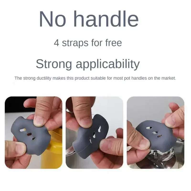2/8Pcs Heat Insulated Silicone Pan Handle&Pot Ear Covers Non-Slip Grips for Steamer Casserole Fry Pan Kitchen Cooking Daily Use view 4