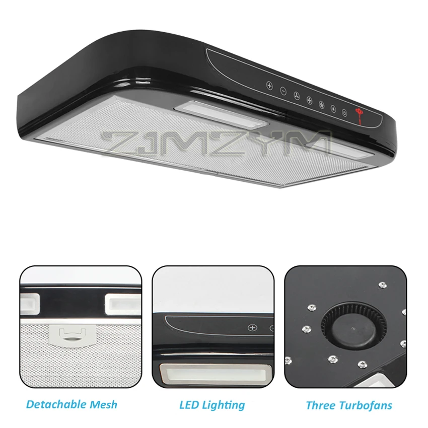 RV Range Hood 3 Speed Adjustable with Double LED Lights For Motorhome Camper Van 12V Super Oil Absorber Caravan Accessories