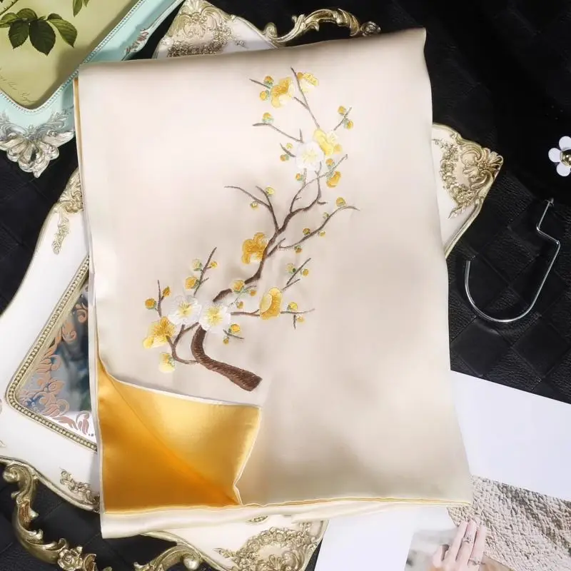 

High Quality Women's Silk Scarf Autumn and Winter New High-End Shawl Outer Match Mother Net Red Long This Year