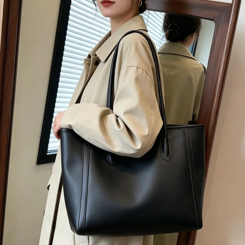 2026 Neue Retro Damen Handtasche Große Kapazität Modische Vielseitige Schultertasche Koreanische Version Einfarbige Business-Tasche – Detail 3