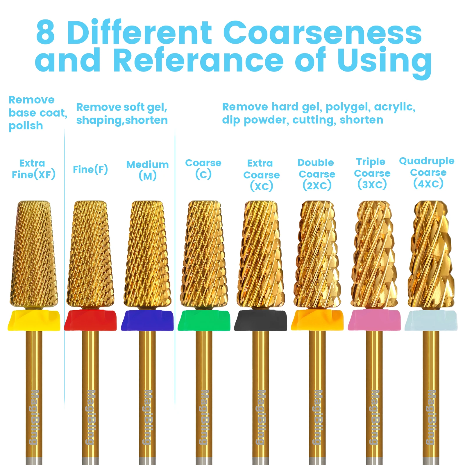 MagiBling 超硬テーパーバレルネイルドリルビット上向き歯デザイン右利きキューティクルジェル研磨削除爪ツール 3/32