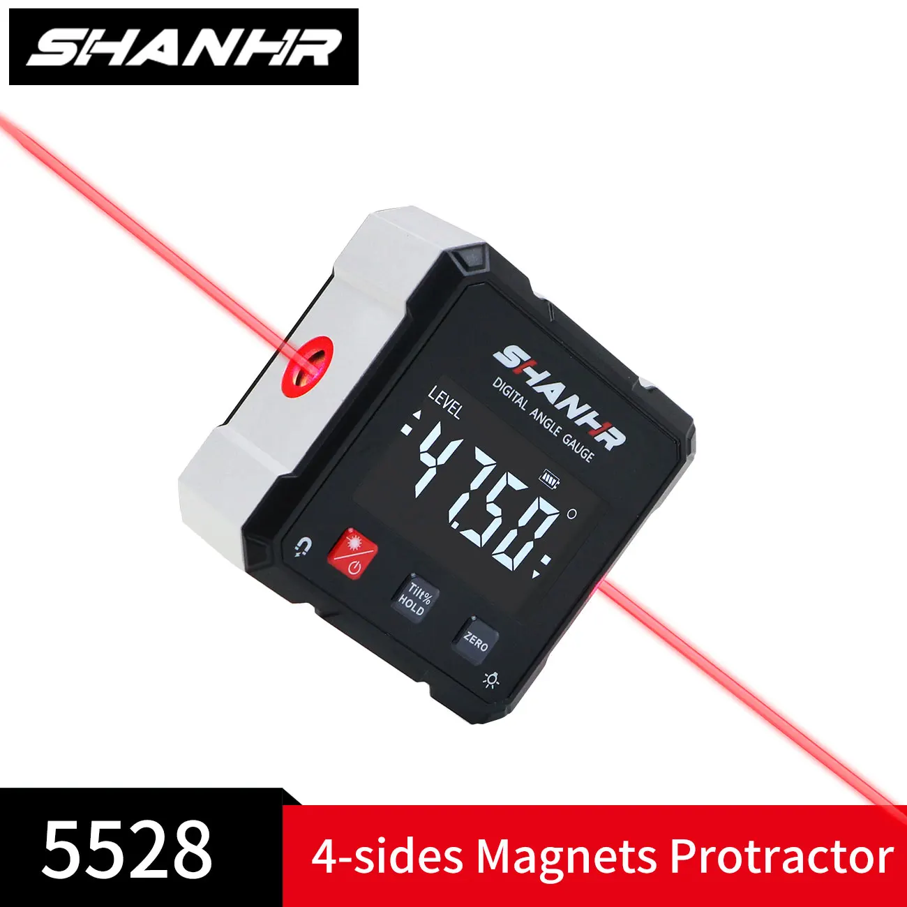 SHANHR Angle Laser Level With 4 Side Magnets, Digital Electronic Level Angle Finder 4*90° Precision Level Box for Woodworking