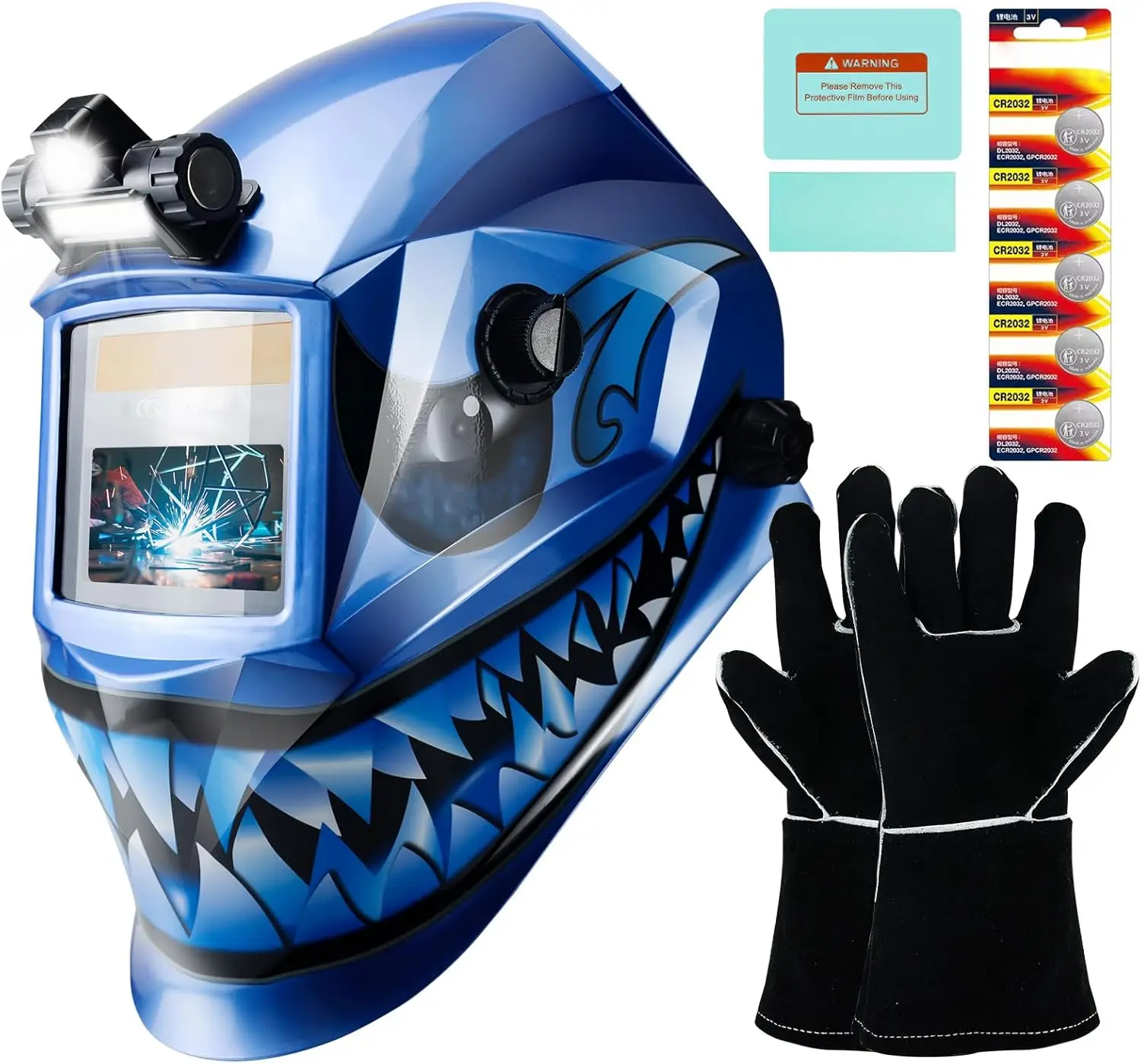 

Auto Darkening Welding Helmet with True Color Lens, Wide Shade 9-13, Includes Gloves