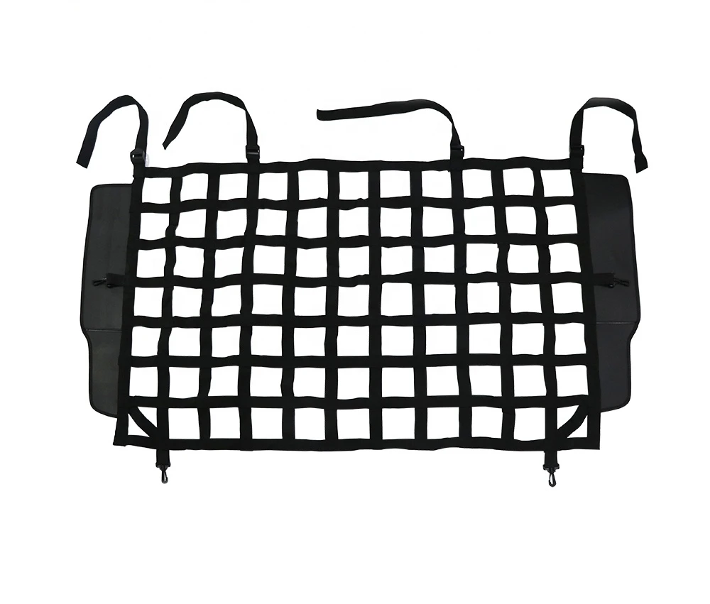 OVOVS Car Trunk Isolation Net Cargo Net Vehicle Safety Dog Barrier Mesh 1Set Black For -Jeep-Wrangler JK JL 4-Door 2007-2021