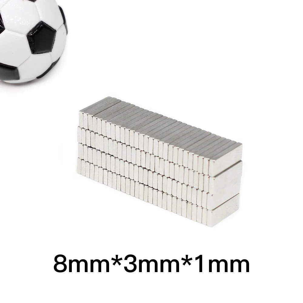 8x3x1 مللي متر رقيقة صغيرة رباعية مغناطيس 8x3x1 مللي متر مغناطيس قوي قوي للمنزل الثلاجة ، مكتب ، DIY بها بنفسك 8*3*1