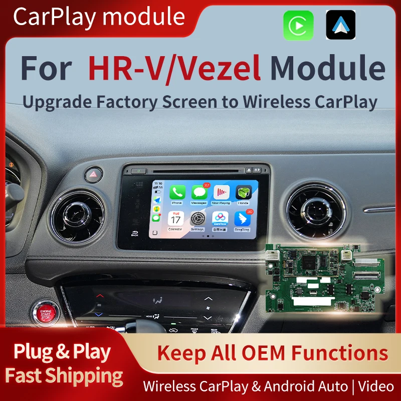 Car Wireless CarPlay Module Android Auto Adapter For Honda Vezel HR-V Civic 2015 2016 2017 Factory Radio Retrofit Kit